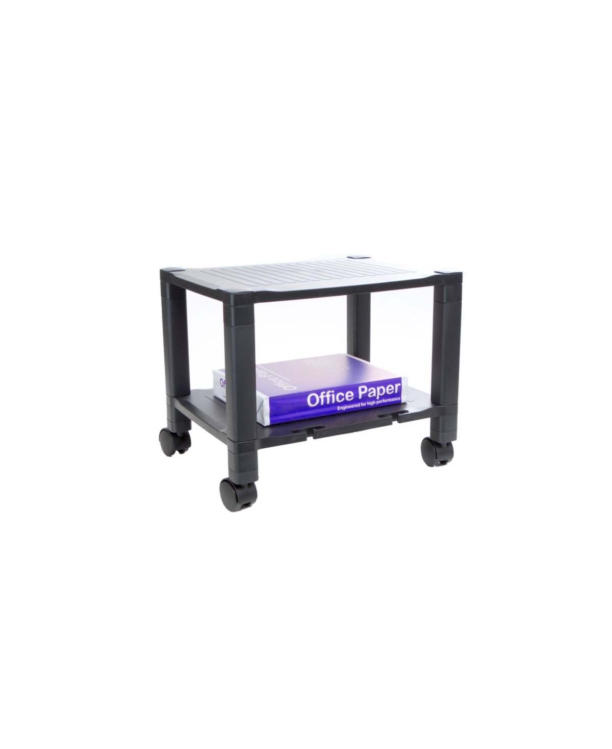 2 Shelf Mobile Printer Cart with Cord Management - Black