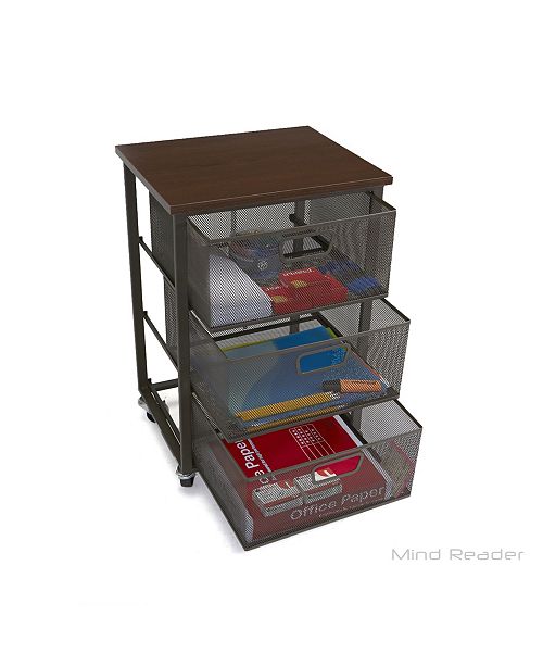 Mind Reader Rolling Storage Cart With 3 Drawers File Storage Cart