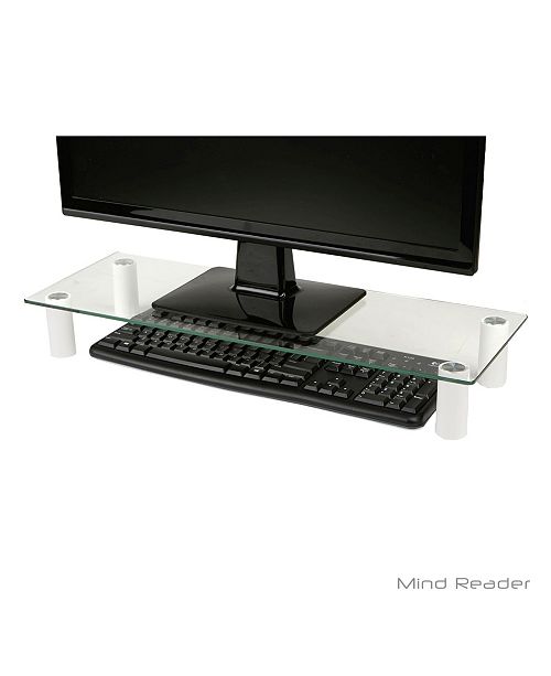 Mind Reader Glass Monitor Stand Riser For Computer Laptop Desk