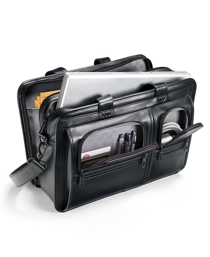 Samsonite professional leather 2 pocket laptop briefcase sale
