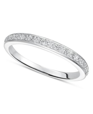 Macy's Diamond Wedding Band Ring In Sterling Silver (1/8 Ct. T.w ...