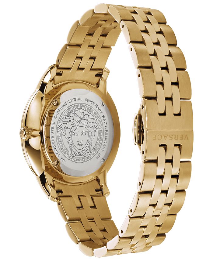 Versace Men's Swiss V-Urban Gold-Tone Stainless Steel Bracelet Watch ...