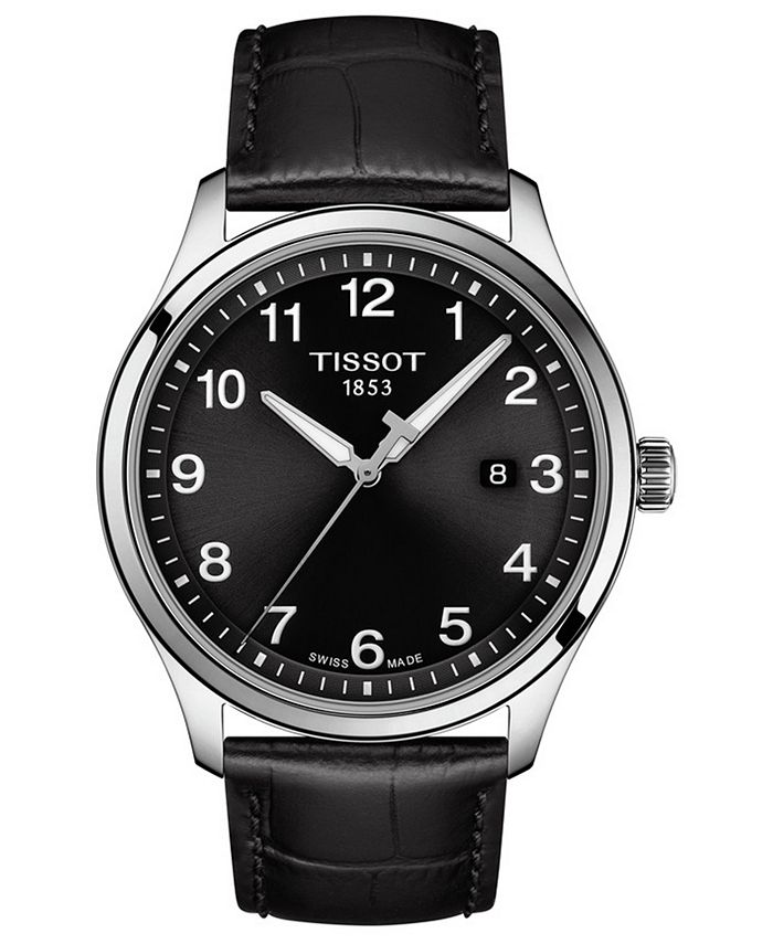 Tissot - Men's Swiss Gent XL Black Leather Strap Watch 42mm