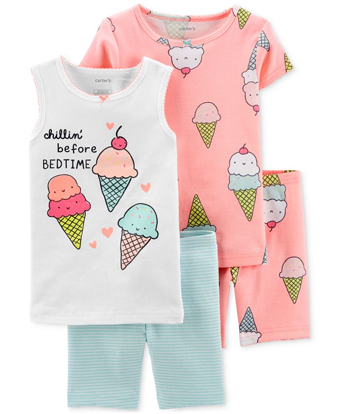 Carter's Toddler Girls 4-Pc. Cotton Ice Cream Pajamas Set - Macy's