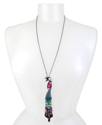 Betsey Johnson Peacock Pendant Long Necklace - Macy's