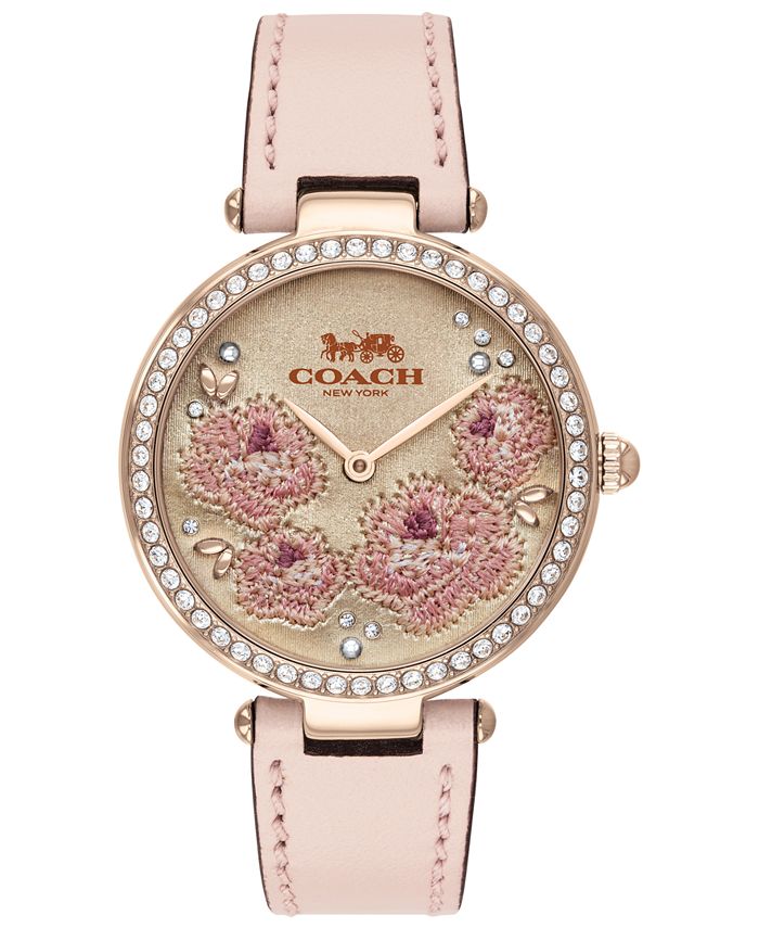 Coach watch pink leather strap store