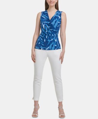DKNY - Printed Drape-Front Top