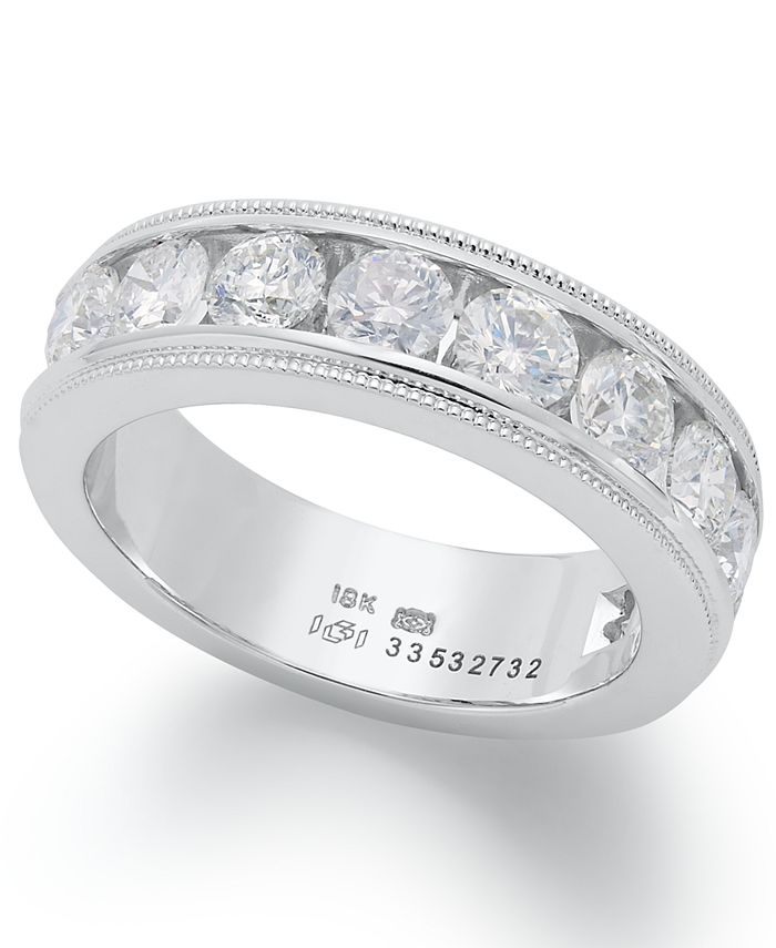 Macy's Diamond 18k White Gold Certified Diamond Milgrain Anniversary