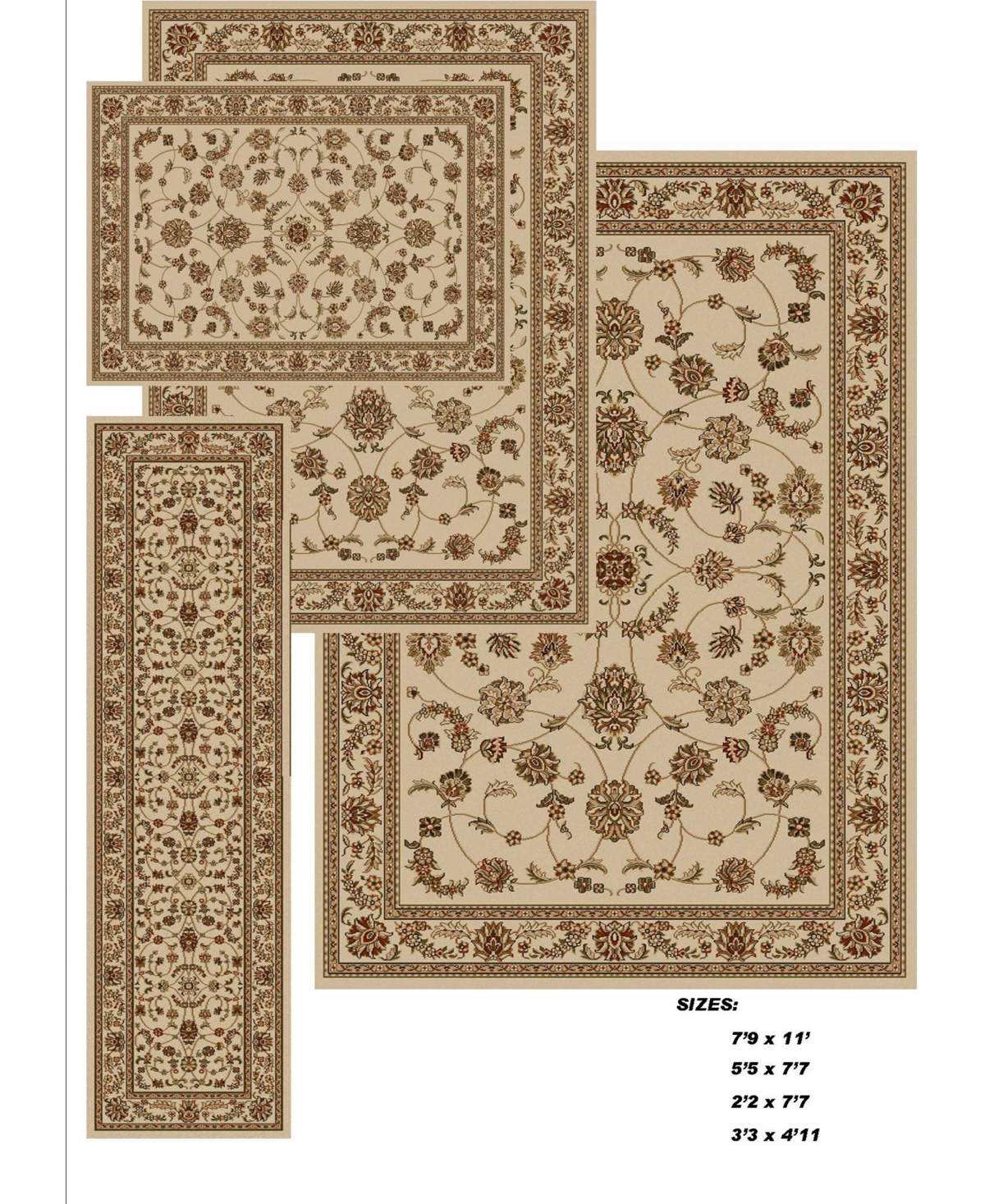 Shop Km Home Closeout!  Area Rug Set, Florence Collection 4 Piece Set Isfahan In Grey,blue