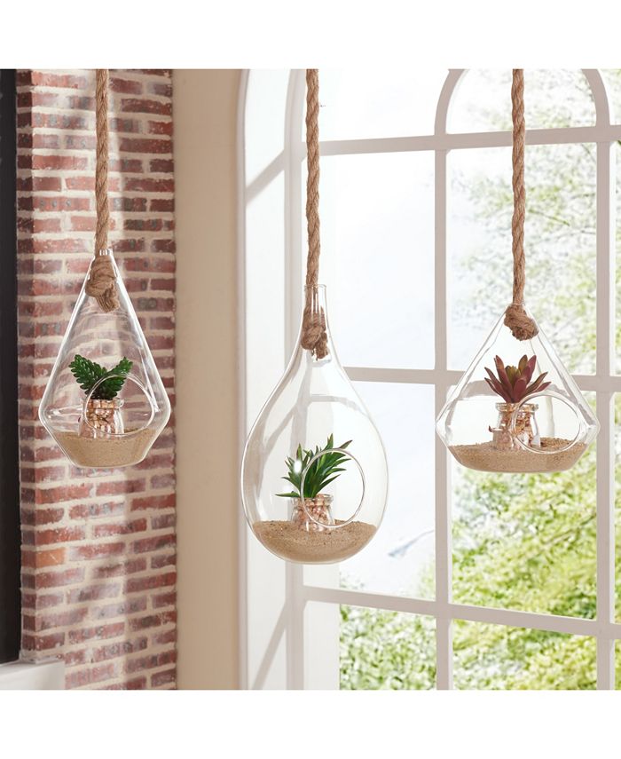 Danya B 10" Diamond Shape Hanging Glass Planter with Rope Macy's