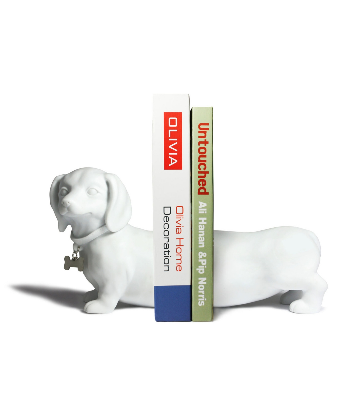 Danya B . Dachshund Dog Bookend Set In White