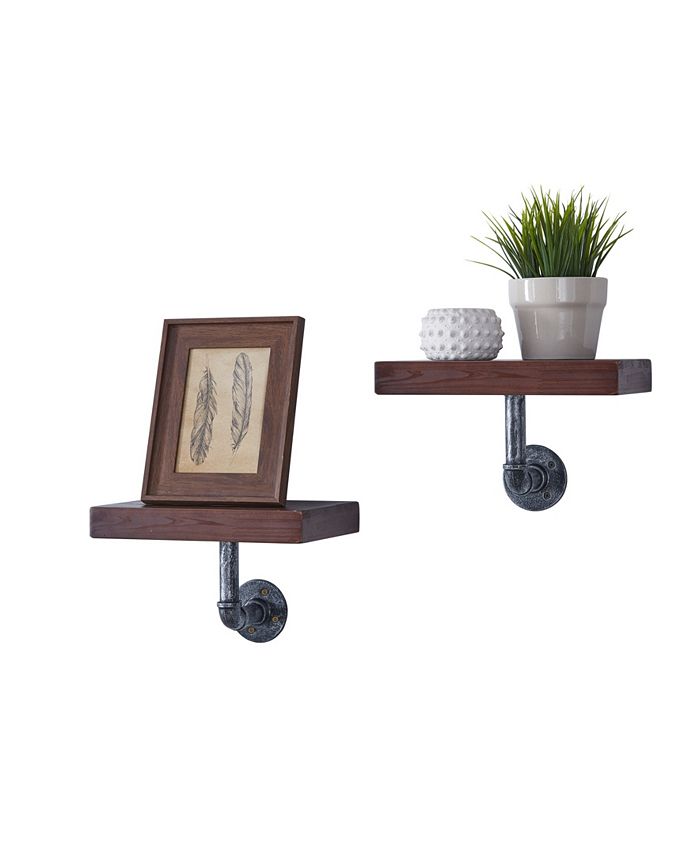 Danya B 12" Pipe Industrial Rustic Wall Mount Shelves Set of 2 Macy's
