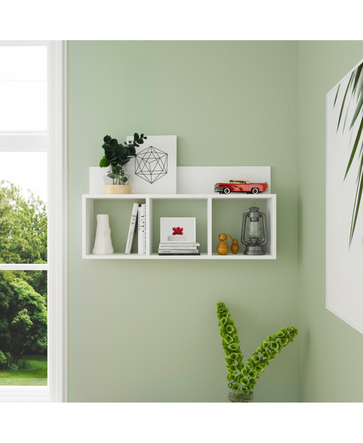 Utility Wall Shelf with Hooks - Aged Wood - Danya B.