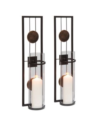 Danya B 20" Decorative Metal Medallion Pillar Candle Sconces - Set Of 2 ...