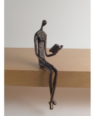 Woman Reading Over Ledge Cast Bronze