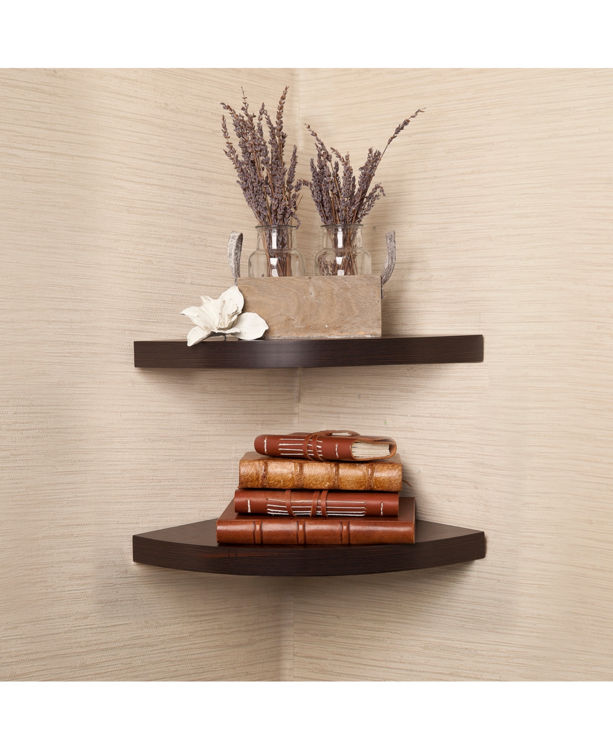 Utility Wall Shelf with Hooks - Aged Wood - Danya B.