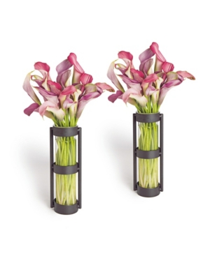 Danya B. Metal Stand Glass Cylinder Vases - Set of 2