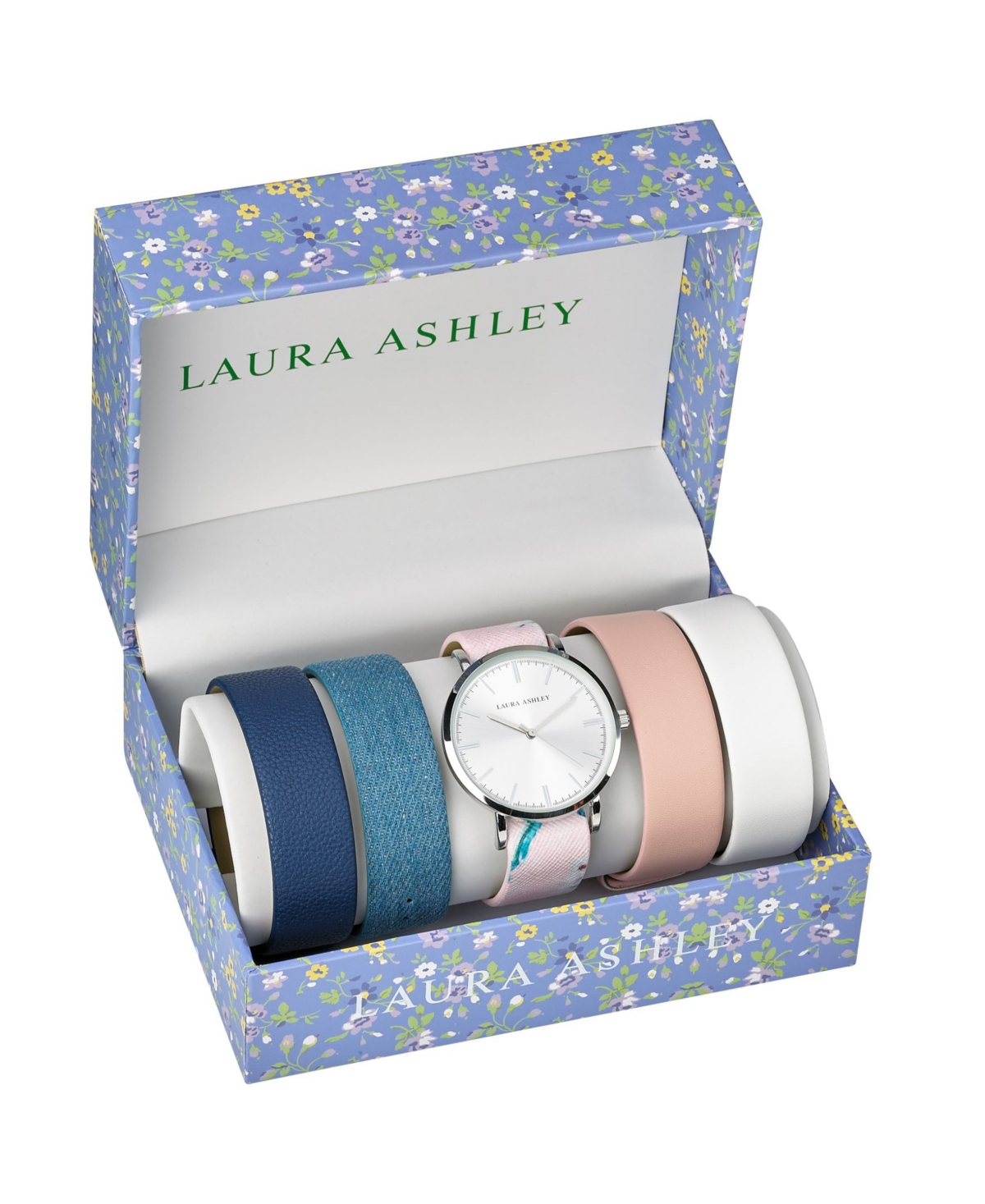 Laura Ashley Silver Slidethrough Interchangeable Sleek Dial Set Watch