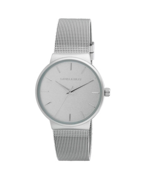 image of Laura Ashley Ladies- Silver Minimalist Mesh Band Watch
