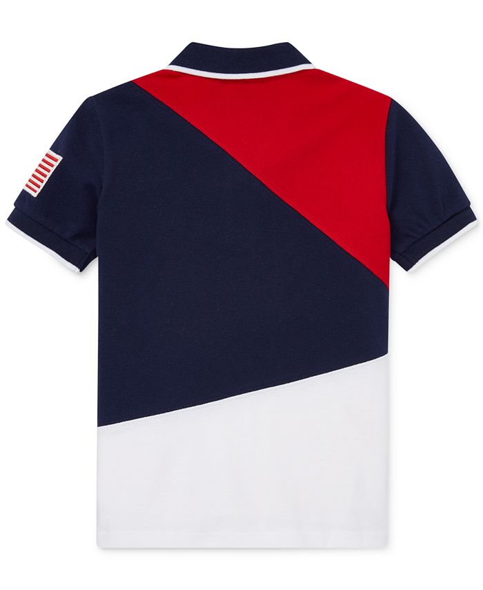 Boys White Colorblocked Polo T-shirt