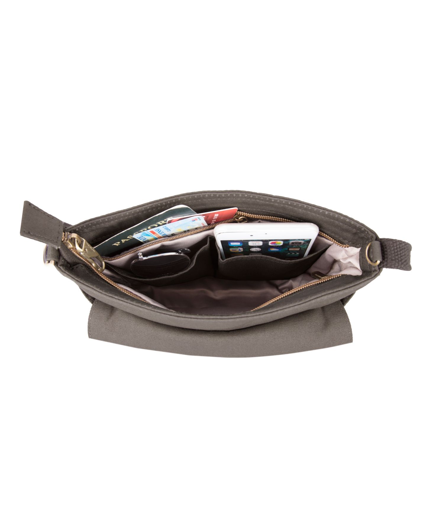 Сумка Travelon Anti-Theft Courier Saddle Crossbody, цвет: Тёмный бежевый — фото 5