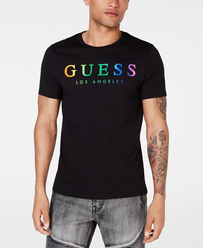GUESS Men's Rainbow Ombré Logo T-Shirt & Reviews - T-Shirts - Men