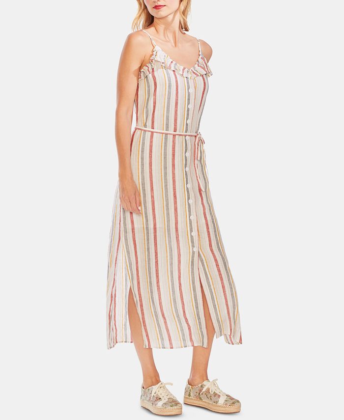 Vince Camuto Ruffle Yoke Linen Maxi Dress Macy s