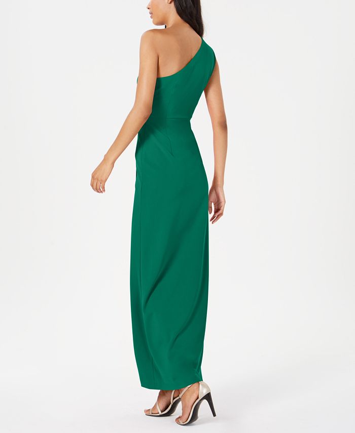 calvin klein one shoulder metallic gown