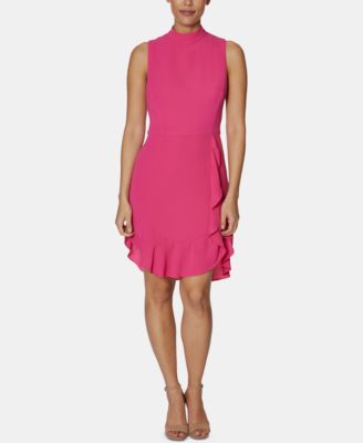 Betsey Johnson - Petite Mock-Neck Ruffled Sheath Dress