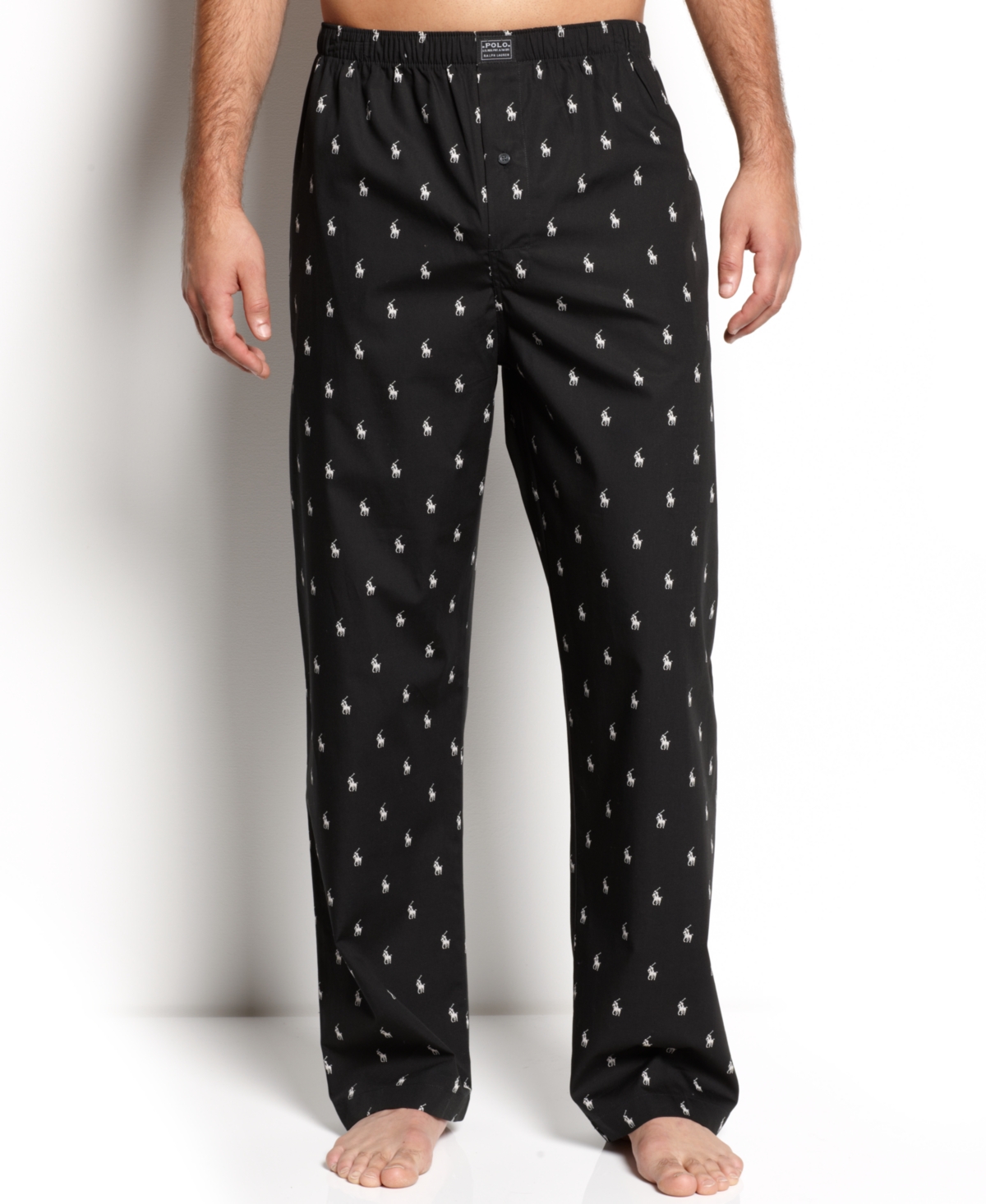 Shop Polo Ralph Lauren Men's Polo Player Pajama Pants In Black,white
