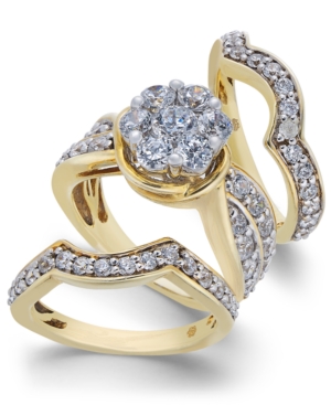 image of Diamond Cluster 3-Pc. Bridal Set (3 ct. t.w.) in 14k Gold