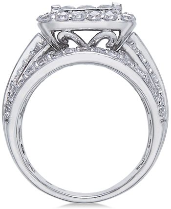 Macy's - Diamond Princess Cluster Engagement Ring (3 ct. t.w.) in 14k White Gold