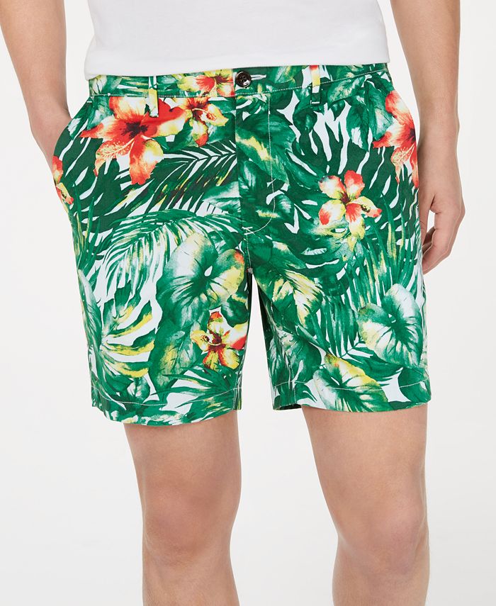 Michael Kors Men's Slim-Fit Stretch Jungle-Print Shorts, Created for ...