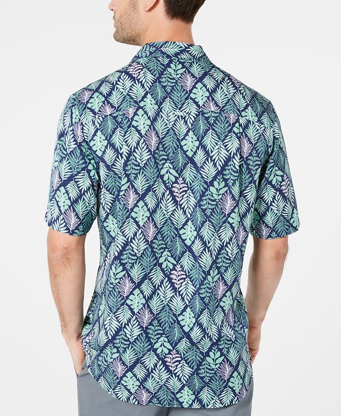 Club Room Men's Diamond Leaf-Print Camp Collar Shirt, Created for Macy ...
