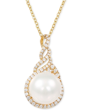 image of Arabella Cultured White Ming Pearl (13-14mm) & Swarovski Zirconia 18