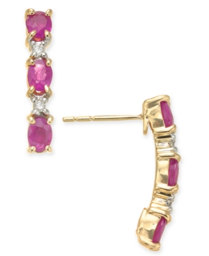 image of Ruby (1-1/2 ct. t.w.) & Diamond Accent Drop Earrings in 14k Gold