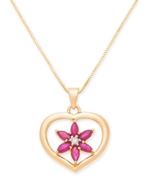 image of Ruby (5/8 ct. t.w.) & Diamond Accent Heart 18