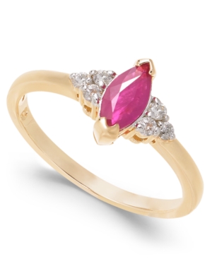 image of Ruby (3/4 ct. t.w.) & Diamond (1/8 ct. t.w.) Ring in 14k Gold