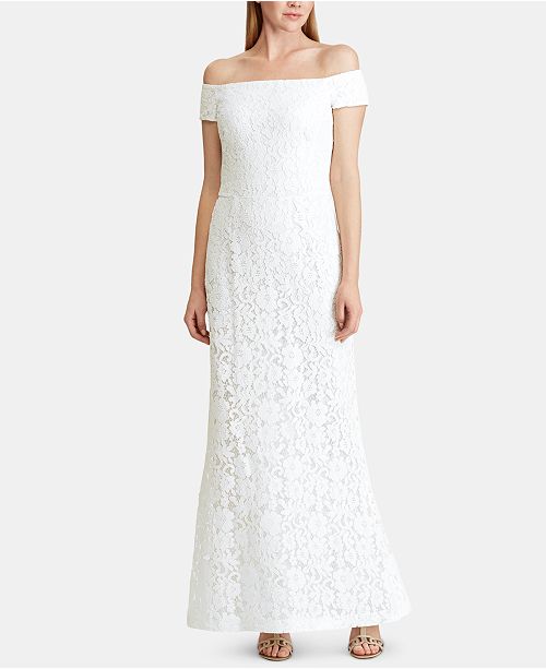 Lauren Ralph Lauren Lace Off The Shoulder Gown Reviews Dresses