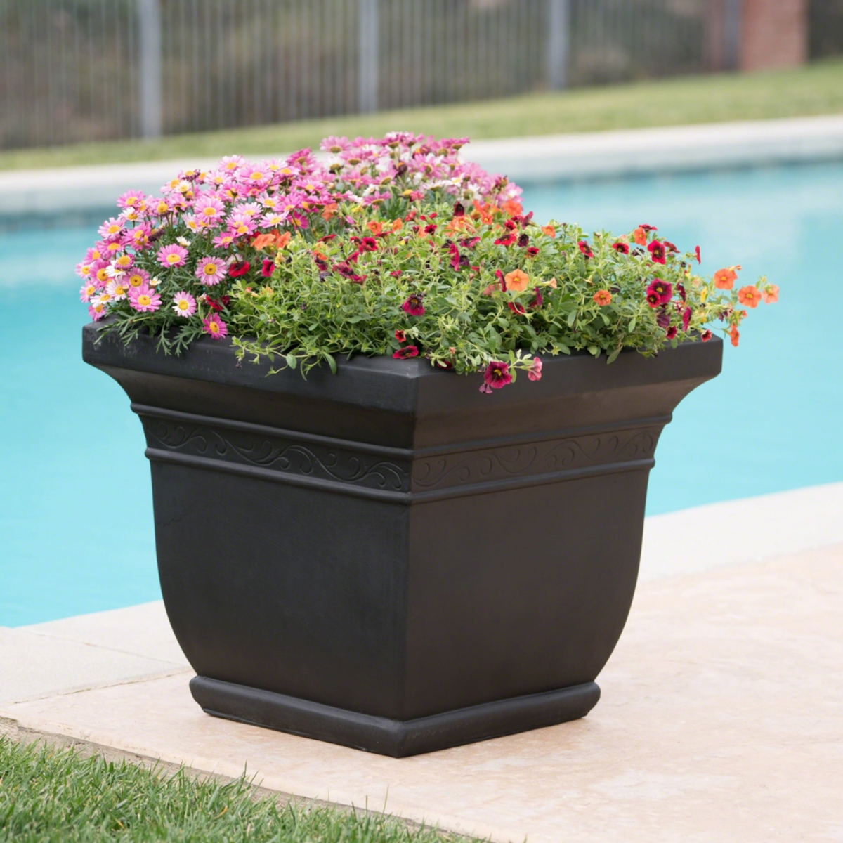 Noble House Salina Outdoor Planter In Black