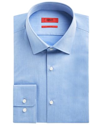 Hugo Boss - Men's Slim-Fit Teal Textured Solid Dress Shirt