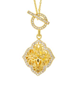 With You Lockets - Photo Toggle Locket Necklace with Swarovski Crystals in 14k Yellow Gold over Sterling Silver (Also Available in 14k Rose Gold over Sterling Silver)