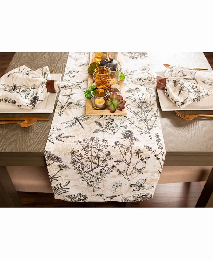 Design Imports Botanical Print Table Runner 14" X 72"" Macy's