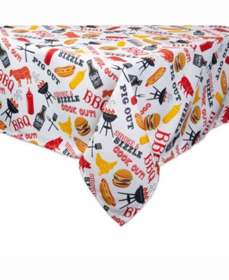 Design Imports BBQ Fun Print Outdoor Table cloth 60" X 120"