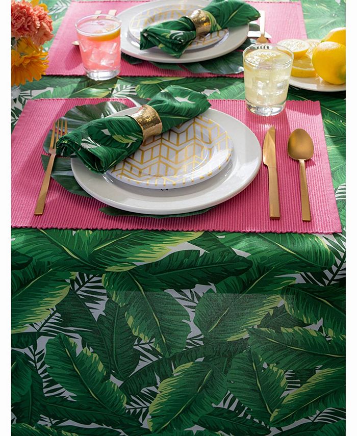 Design Imports Banana Leaf Outdoor Table cloth 60" X 84" Macy's