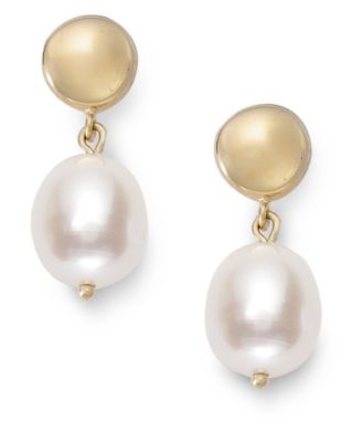 Macy's - 14k Gold Earrings, Cultured Freshwater Pearl Earrings (13mm)