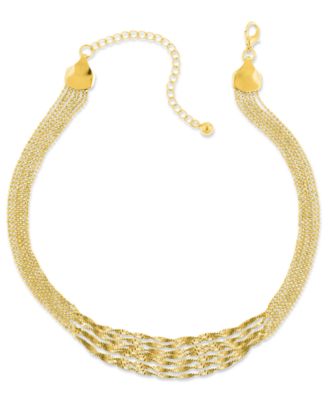 2028 - Necklace, Gold-Tone Twisted Multi-Chain Strand Necklace