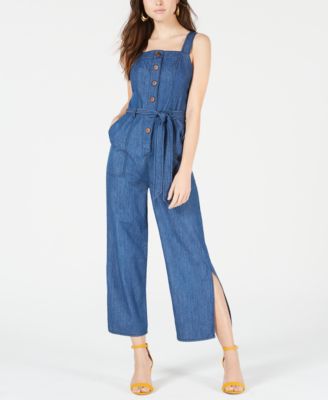 wide leg denim jumpsuit