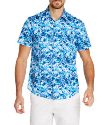 Tallia Men's Slim-Fit Stretch Floral Short Sleeve Shirt - Macy's