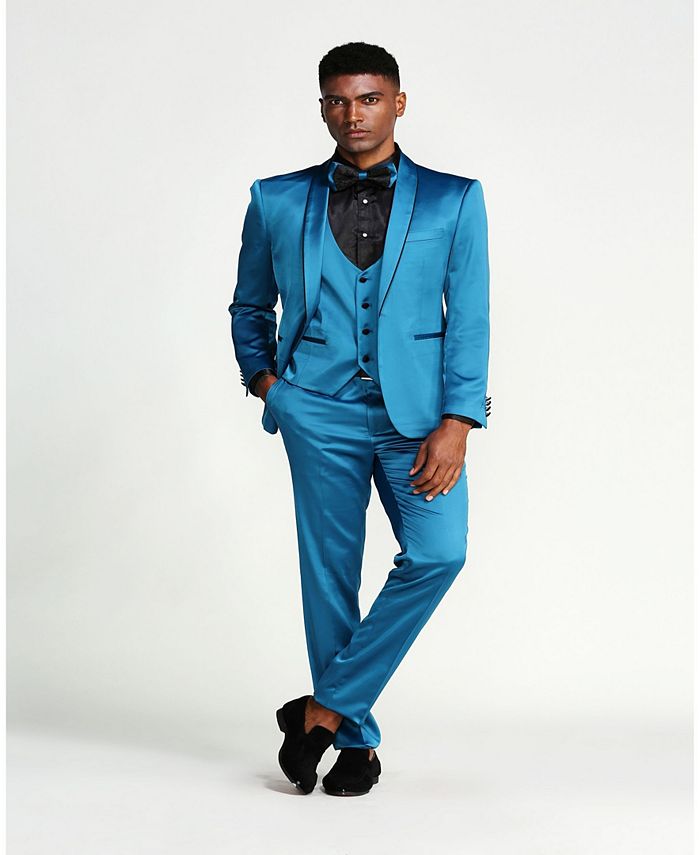 Mens Single Breast Green Sateen Shiny Fabric Metallic Fabric - Sharskin Suit